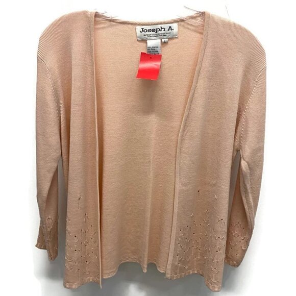 Joseph A Pale Pink Silk Beaded Open Cardigan - Picture 1 of 3